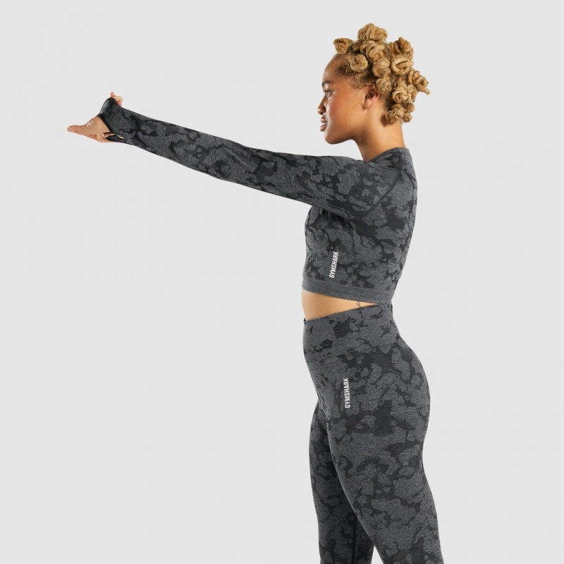 Camiseta Gymshark Adapt Camo Seamless Long Sleeve Crop Negras | 36WFGEOCP