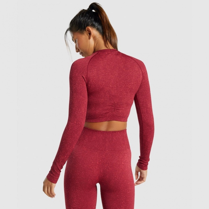 Camiseta Gymshark Adapt Fleck Seamless Long Sleeve Crop Mineral | 48WFZOUQA