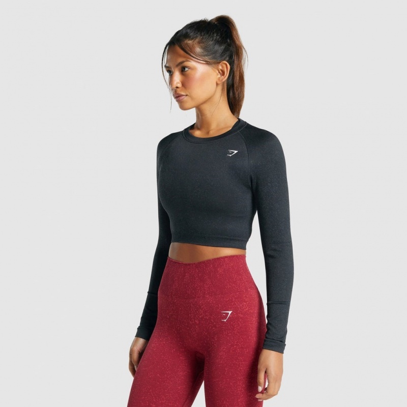 Camiseta Gymshark Adapt Fleck Seamless Long Sleeve Crop Mineral | 37XFBMSQA