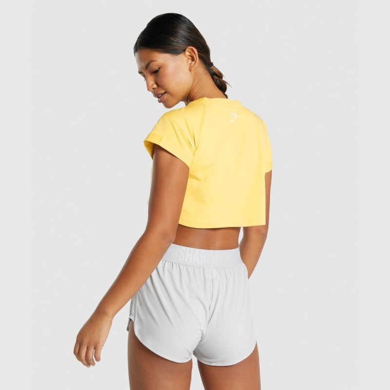 Camiseta Gymshark Animal Estampadas Infill Crop Amarillo | 61JMIBOLW