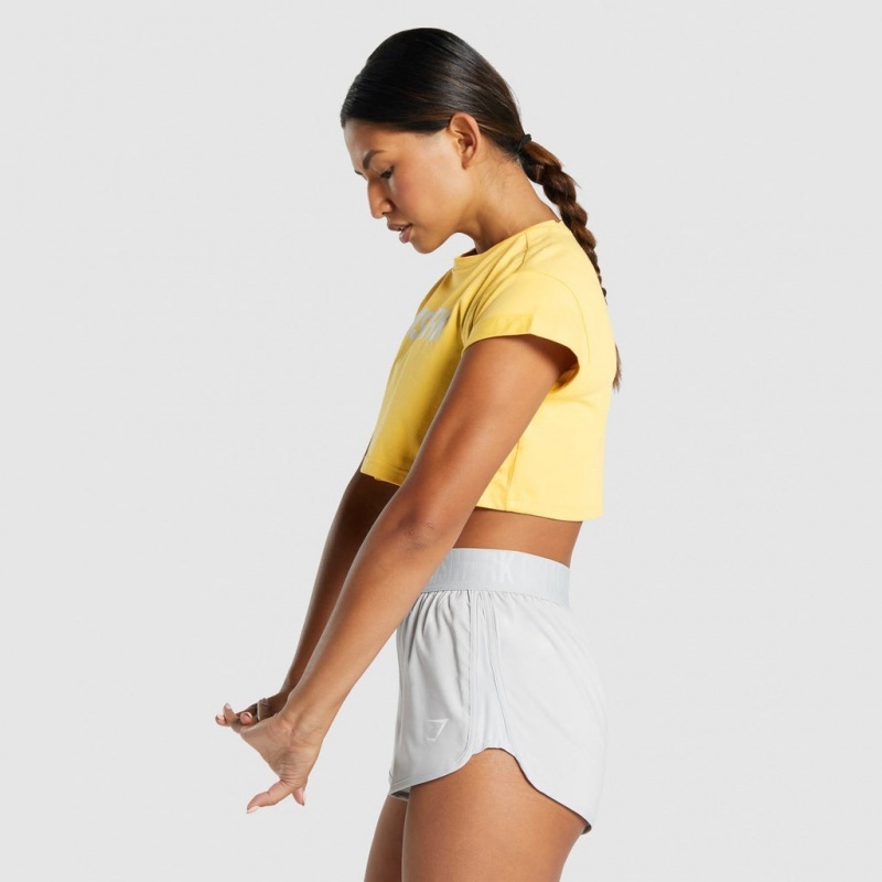 Camiseta Gymshark Animal Estampadas Infill Crop Amarillo | 61JMIBOLW