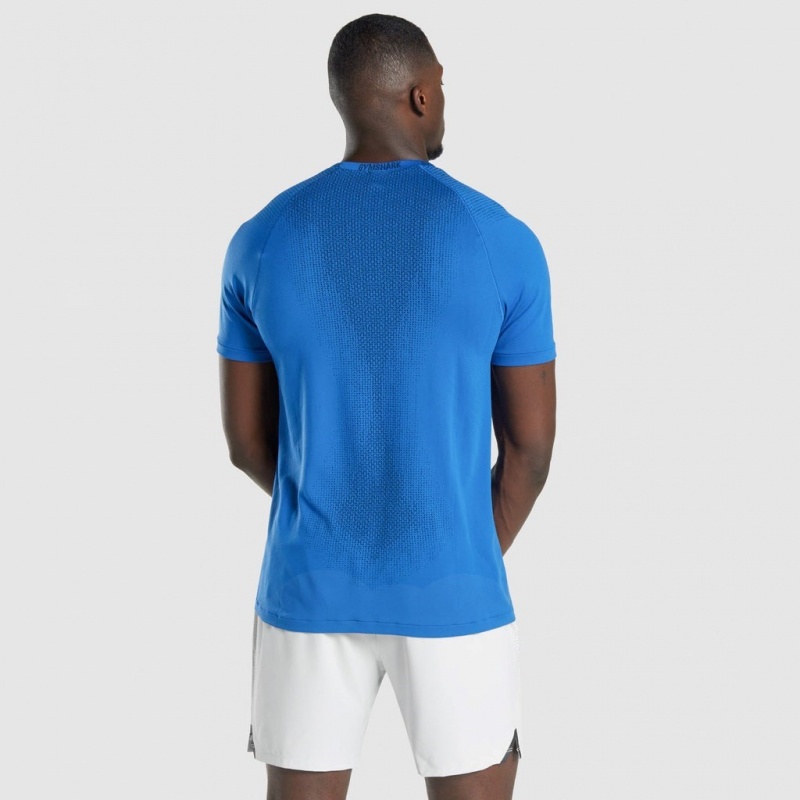Camiseta Gymshark Apex Contrast Seamless Azules | 65CXAFLQJ