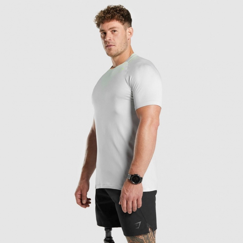 Camiseta Gymshark Apex Contrast Seamless Gris Claro | 17SBRGKEC