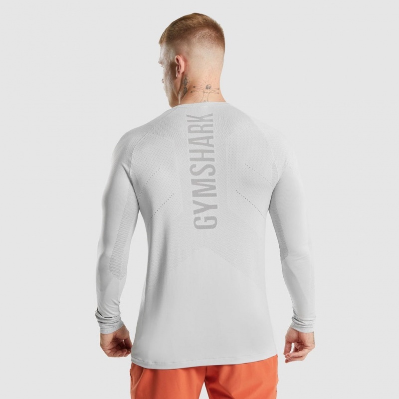 Camiseta Gymshark Apex Long Sleeve Gris Claro | 72XVQOBMN