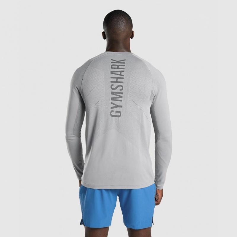 Camiseta Gymshark Apex Long Sleeve Seamless Gris | 08QSVRKPY