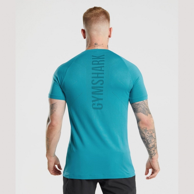 Camiseta Gymshark Apex Perform Azules | 68UNLJYWR