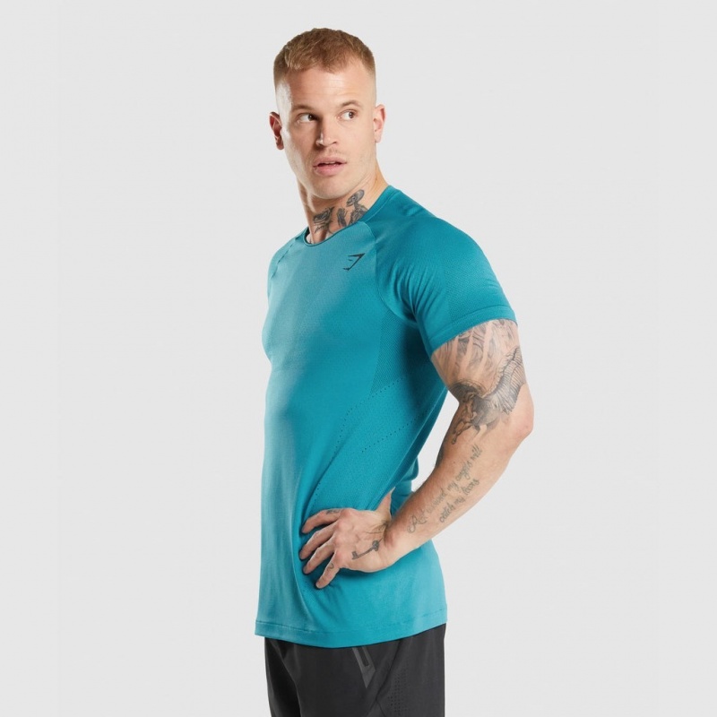 Camiseta Gymshark Apex Perform Azules | 68UNLJYWR