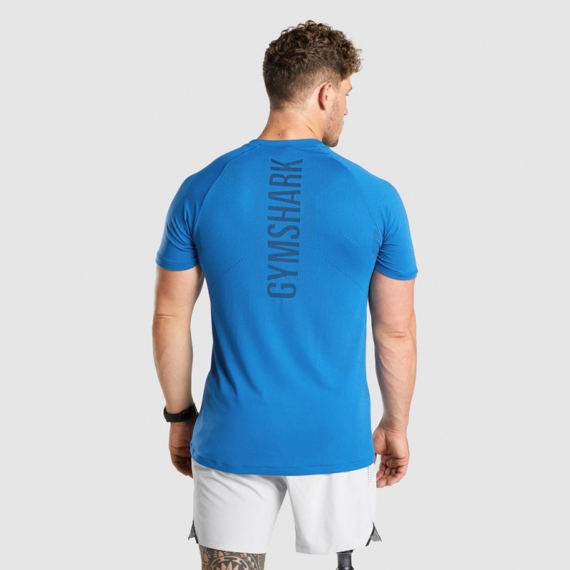Camiseta Gymshark Apex Seamless Azules | 97NVMPYBQ