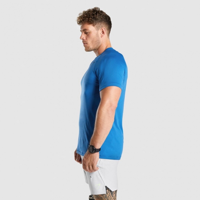 Camiseta Gymshark Apex Seamless Azules | 97NVMPYBQ