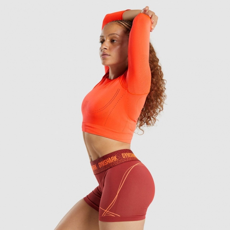 Camiseta Gymshark Apex Seamless Crop Naranjas | 04KCQJXRY