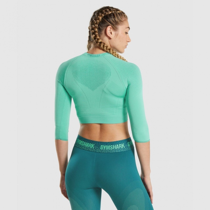Camiseta Gymshark Apex Seamless Crop Turquesa | 36VAIKNFZ