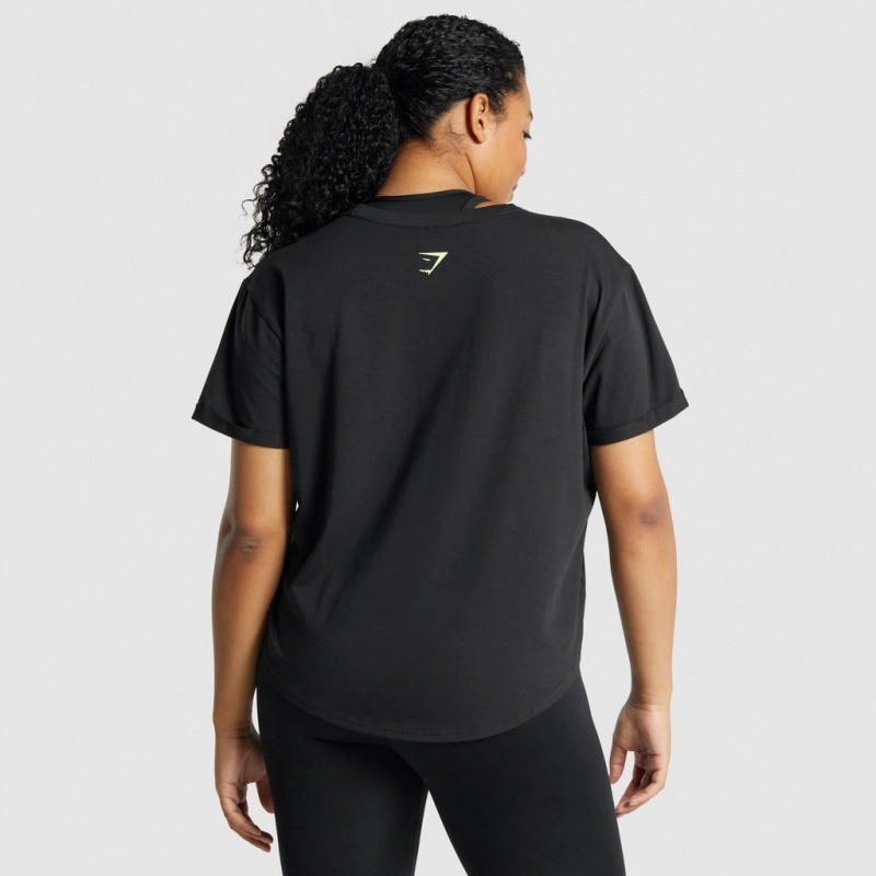 Camiseta Gymshark Apollo Estampadas Negras | 45PTECQVZ