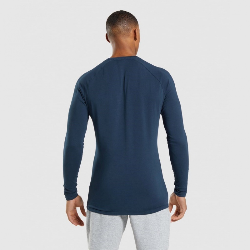 Camiseta Gymshark Apollo Long Sleeve Azul Marino | 85CMEFJZN