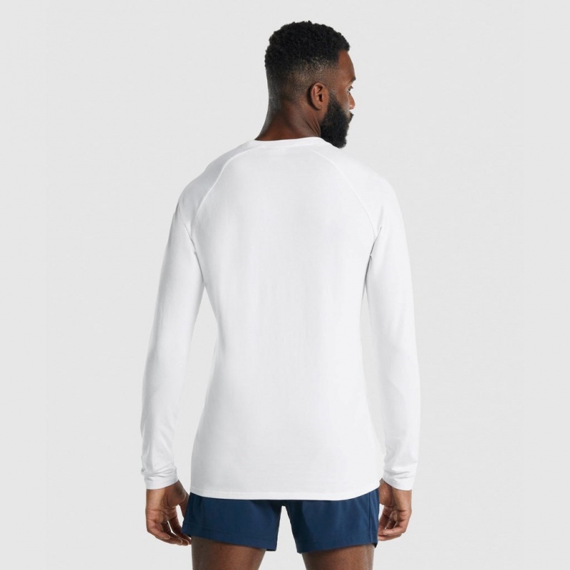 Camiseta Gymshark Apollo Long Sleeve Blancas | 92SAOLNGR