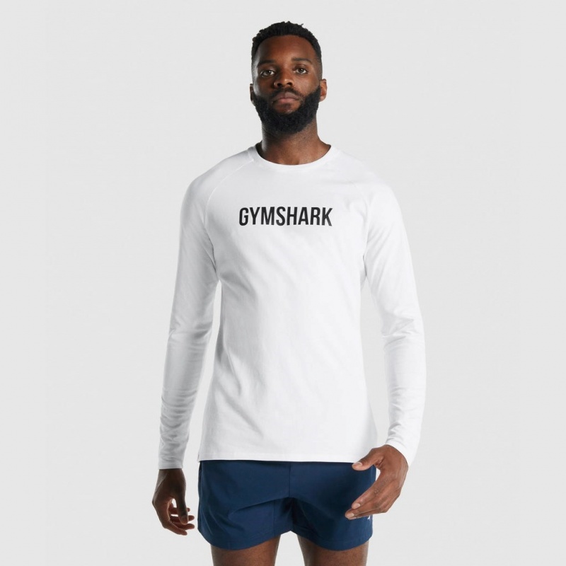 Camiseta Gymshark Apollo Long Sleeve Blancas | 92SAOLNGR