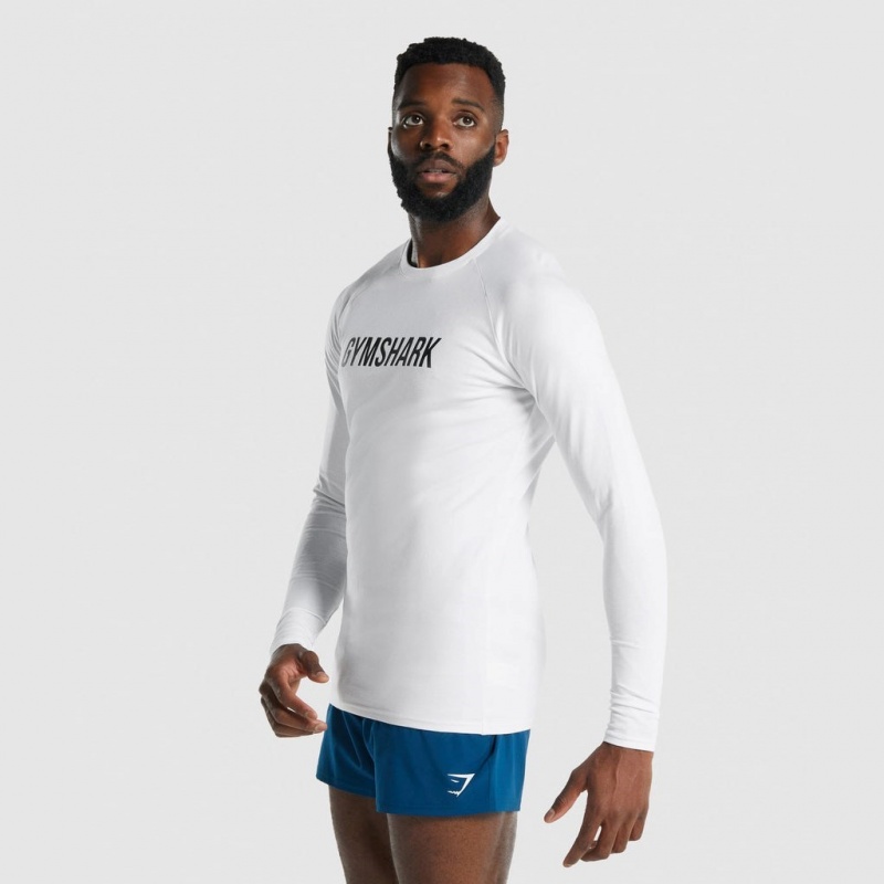 Camiseta Gymshark Apollo Long Sleeve Blancas | 25DUOCWAK