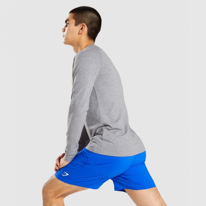 Camiseta Gymshark Apollo Long Sleeve Charcoal Marl | 96QHSOBGU