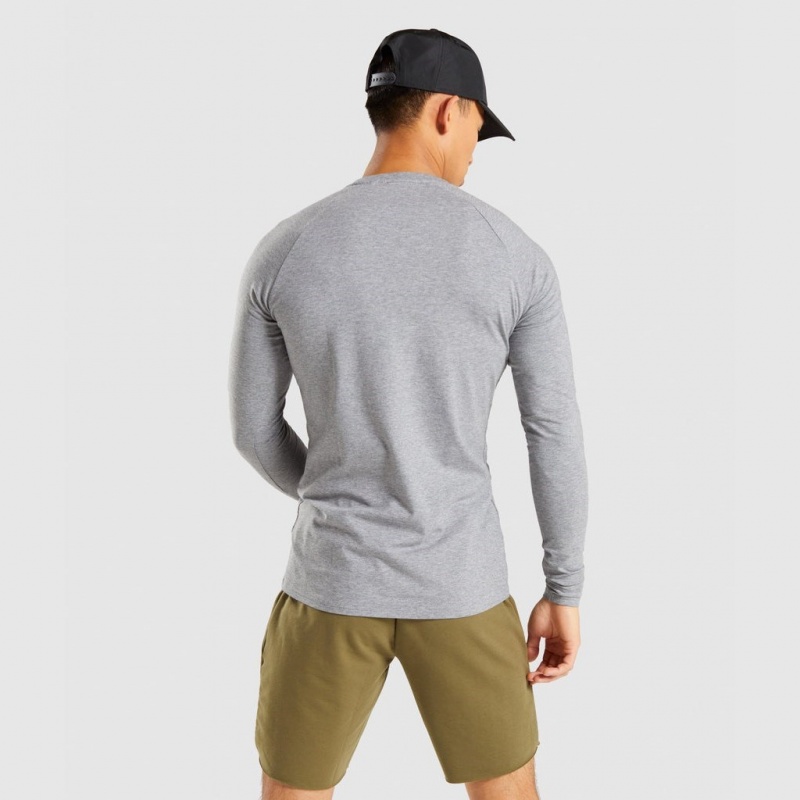 Camiseta Gymshark Apollo Long Sleeve Charcoal Marl | 17RFKECWN