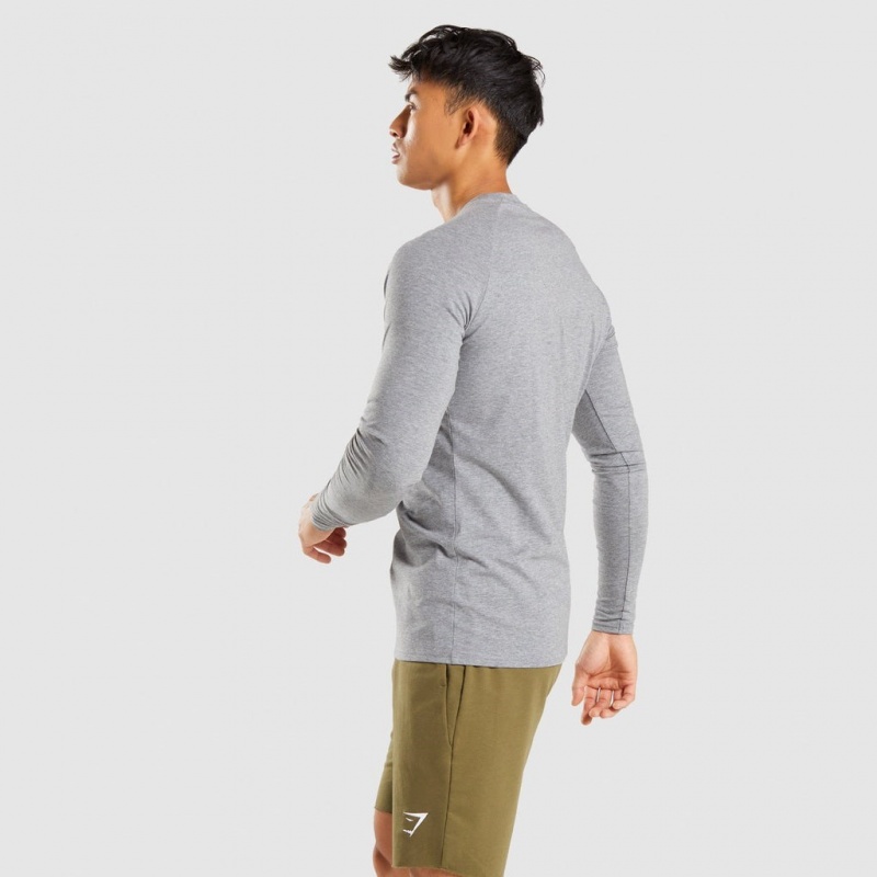 Camiseta Gymshark Apollo Long Sleeve Charcoal Marl | 17RFKECWN