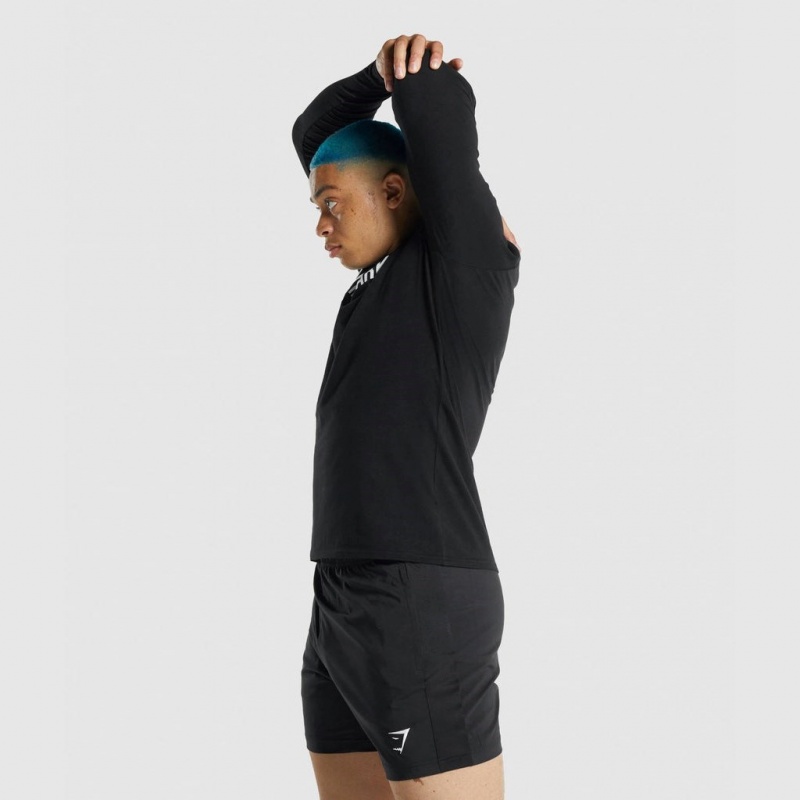 Camiseta Gymshark Apollo Long Sleeve Negras | 14AUWBTIP