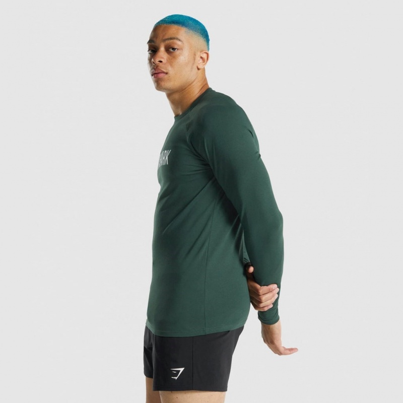Camiseta Gymshark Apollo Long Sleeve Verde Oscuro | 23VGKDQUW