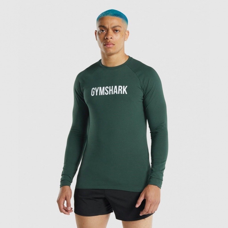 Camiseta Gymshark Apollo Long Sleeve Verde Oscuro | 23VGKDQUW