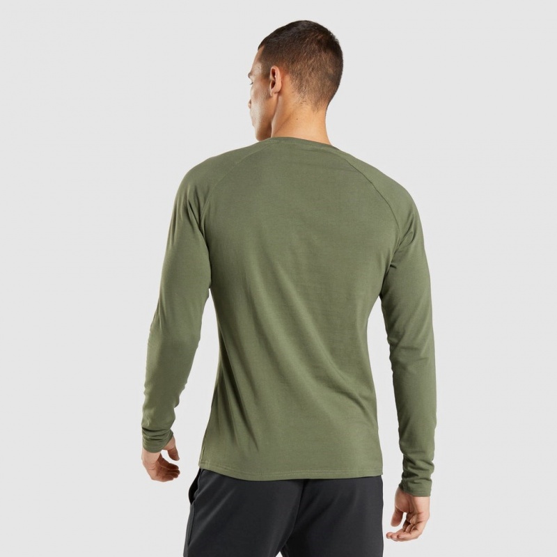 Camiseta Gymshark Apollo Long Sleeve Verde Oliva | 62BQZTIDH