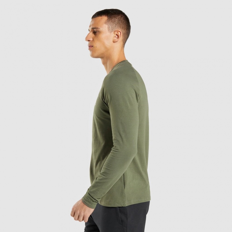Camiseta Gymshark Apollo Long Sleeve Verde Oliva | 62BQZTIDH