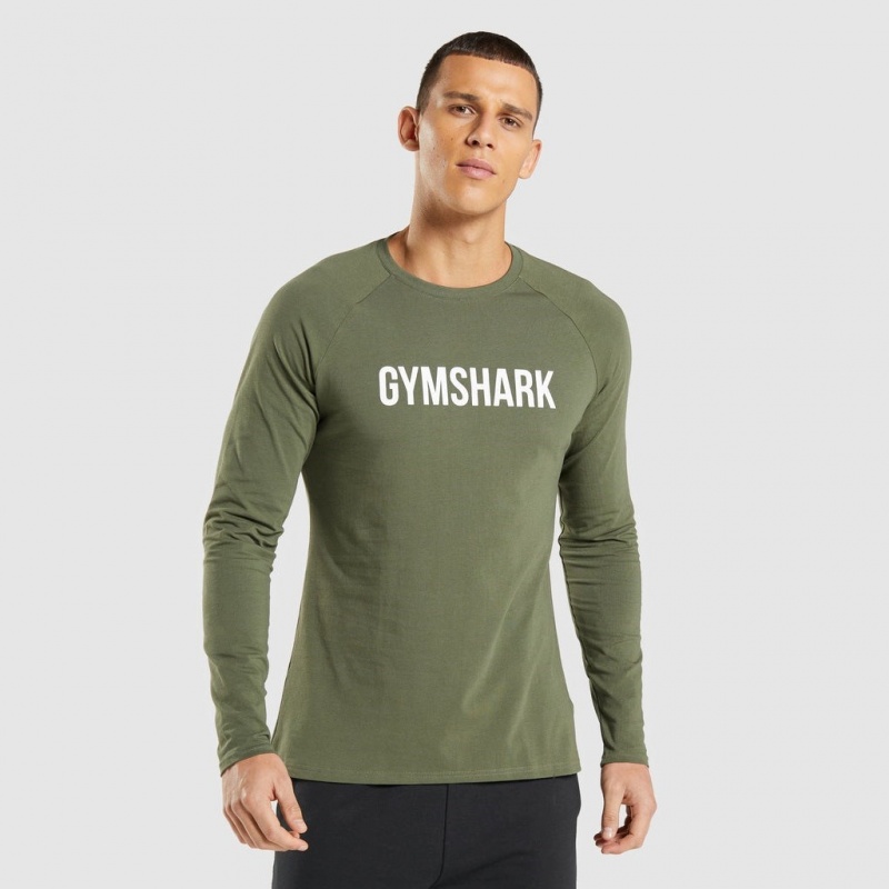 Camiseta Gymshark Apollo Long Sleeve Verde Oliva | 62BQZTIDH