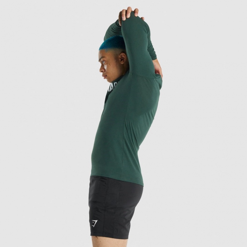 Camiseta Gymshark Apollo Long Sleeve Verde Oscuro | 08HMAOCYK