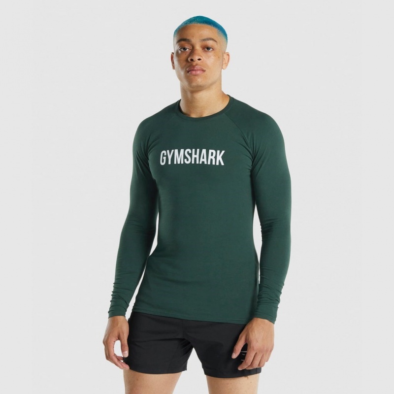 Camiseta Gymshark Apollo Long Sleeve Verde Oscuro | 08HMAOCYK