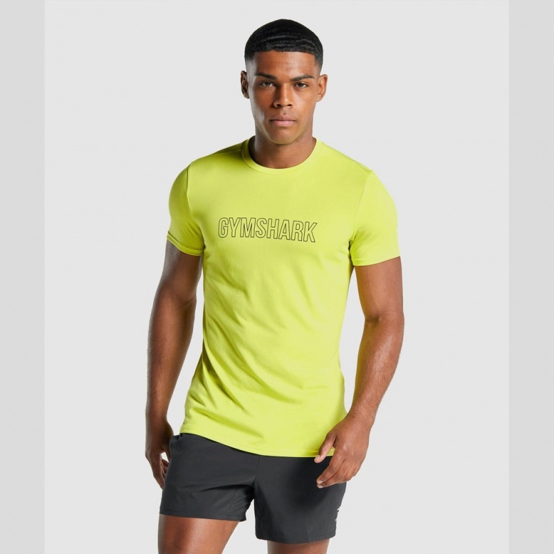 Camiseta Gymshark Arrival Estampadas Amarillo | 74UAJKTWH