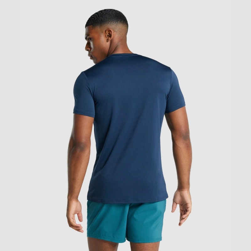 Camiseta Gymshark Arrival Estampadas Azul Marino | 09XFOHPRE