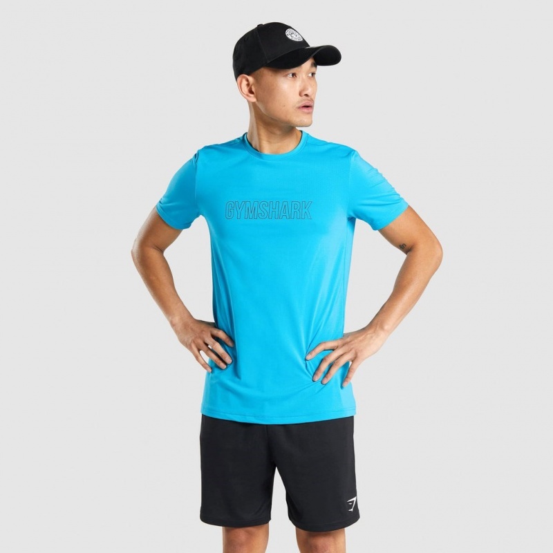 Camiseta Gymshark Arrival Estampadas Azules Claro | 87UIHGANO