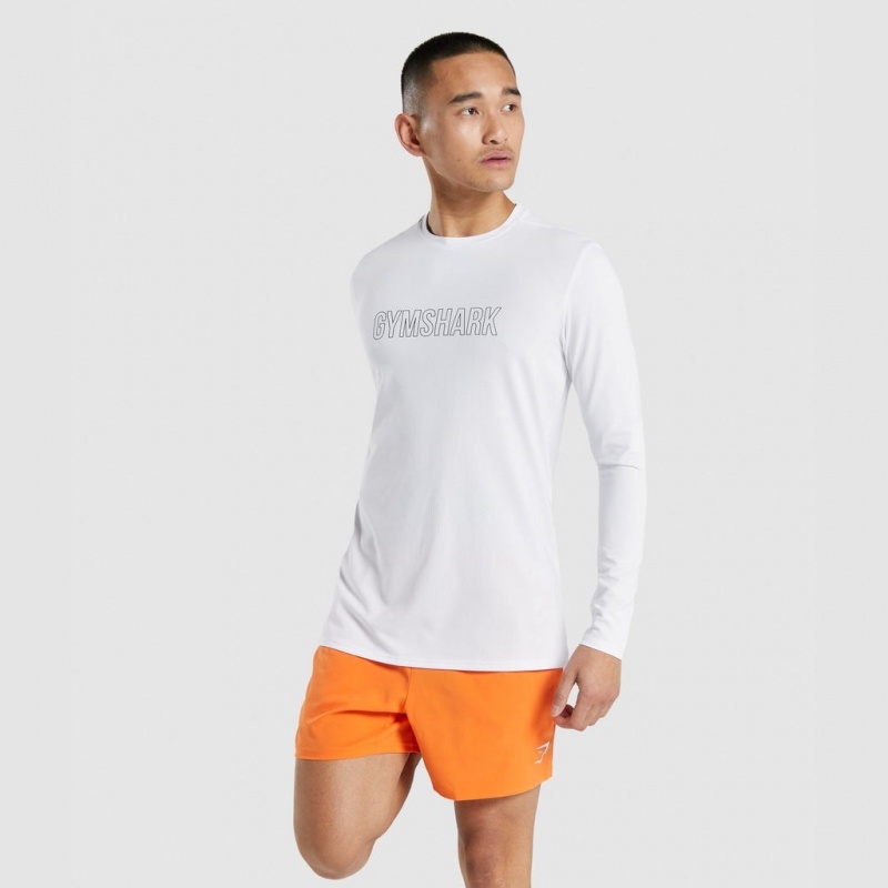 Camiseta Gymshark Arrival Estampadas Long Sleeve Blancas | 41ARPHIZQ