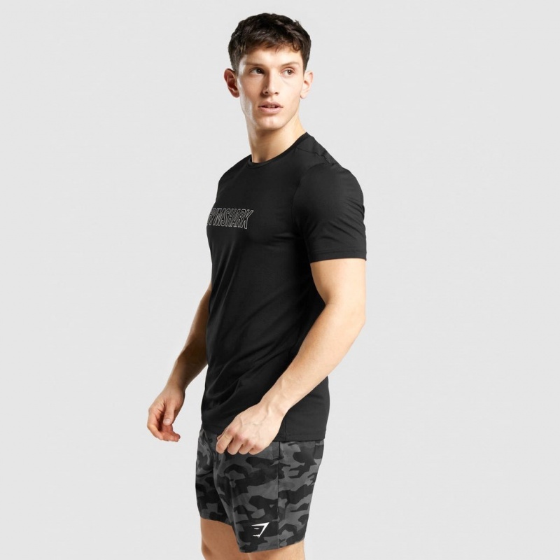 Camiseta Gymshark Arrival Estampadas Negras | 91TWHLKQS