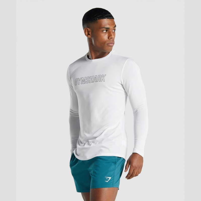 Camiseta Gymshark Arrival Long Sleeve Estampadas Blancas | 27DKNORQC