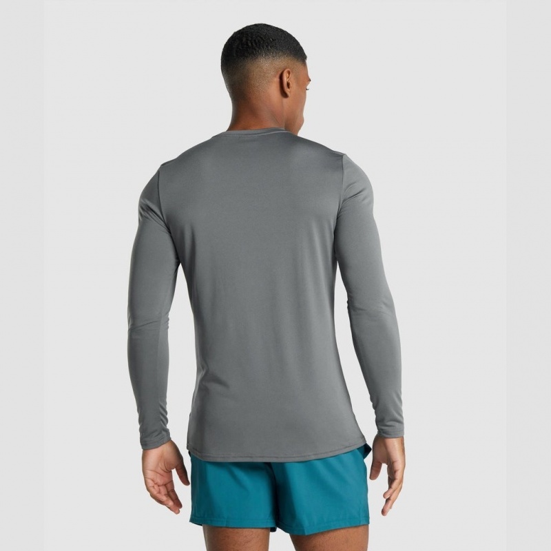 Camiseta Gymshark Arrival Long Sleeve Estampadas Charcoal | 50ZXIWRVT