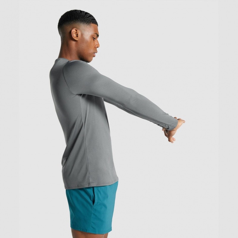 Camiseta Gymshark Arrival Long Sleeve Estampadas Charcoal | 50ZXIWRVT