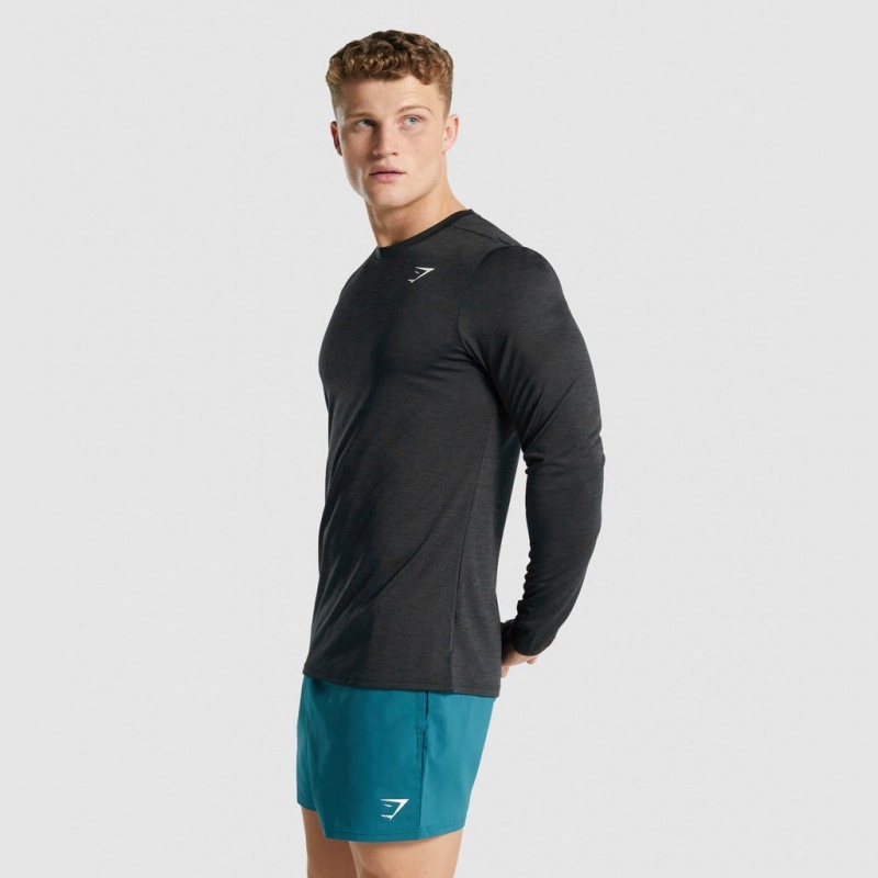 Camiseta Gymshark Arrival Marl Long Sleeve Negras | 40SFTHCUI