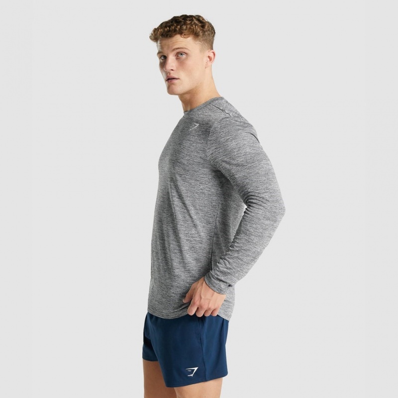 Camiseta Gymshark Arrival Marl Long Sleeve Charcoal Marl | 29QRZEHPT