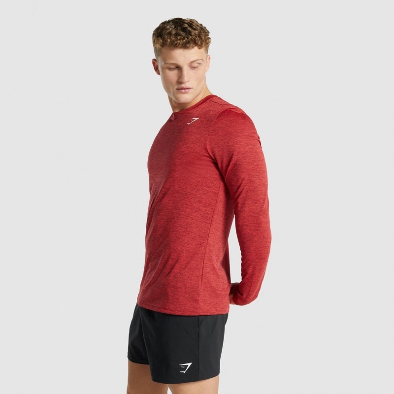 Camiseta Gymshark Arrival Marl Long Sleeve Rojas | 51MLDQRZN
