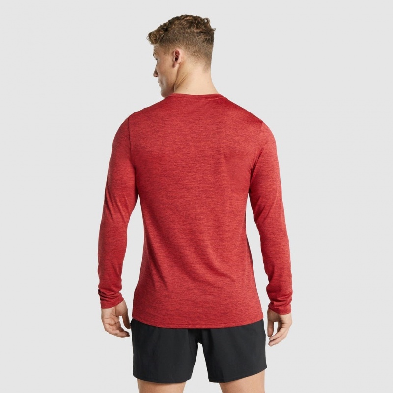 Camiseta Gymshark Arrival Marl Long Sleeve Rojas | 51MLDQRZN