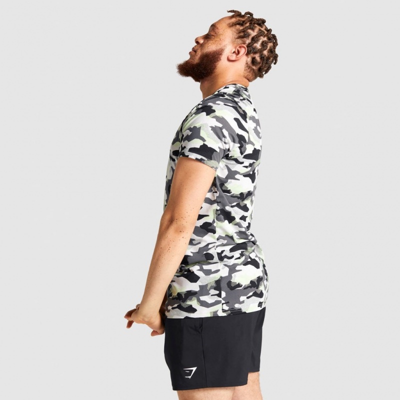 Camiseta Gymshark Arrival Negras Verde Camuflaje | 37EZUJRKH