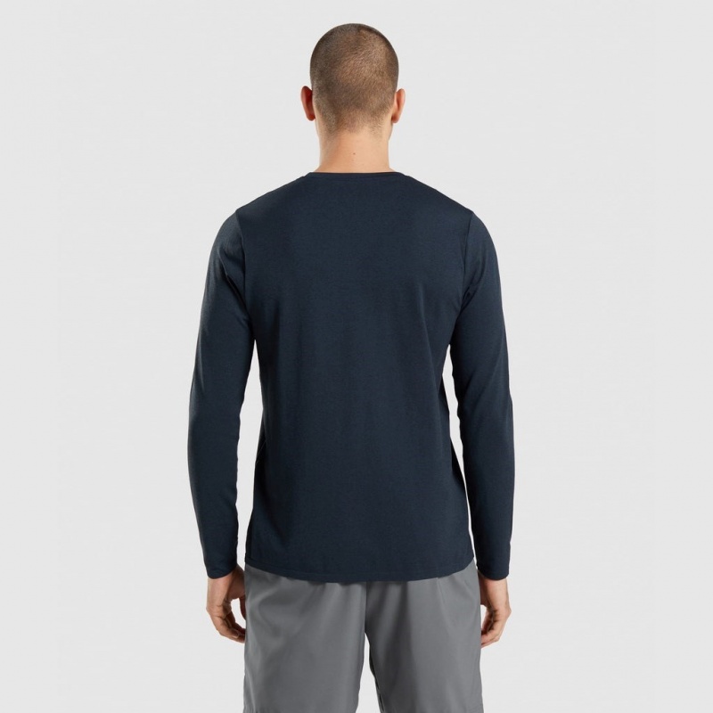 Camiseta Gymshark Arrival Seamless Long Sleeve Azul Marino | 70BZRMPIW
