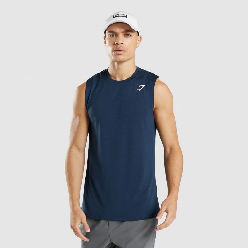 Camiseta Gymshark Arrival Sin Manga Azul Marino | 17NYMOLUK