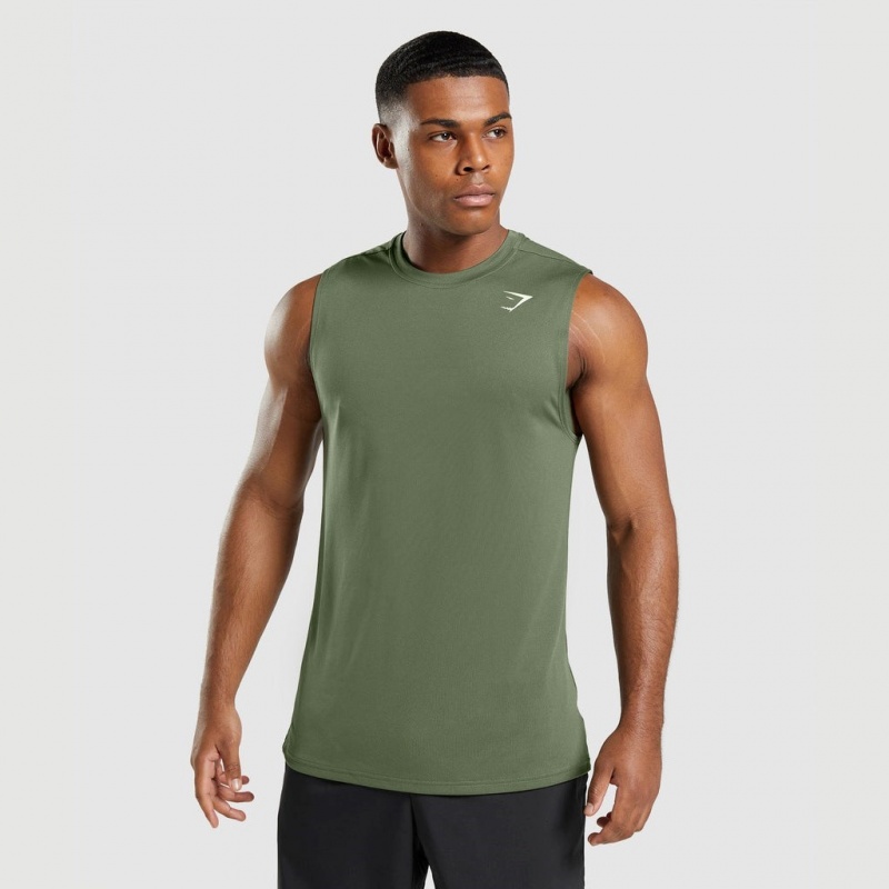 Camiseta Gymshark Arrival Sin Manga Verde Oliva | 74SXGFJNV