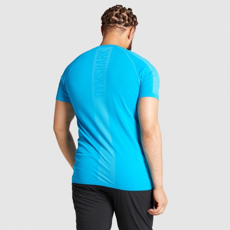 Camiseta Gymshark Aspect Ligeros Seamless Azules | 80RGOJFTX