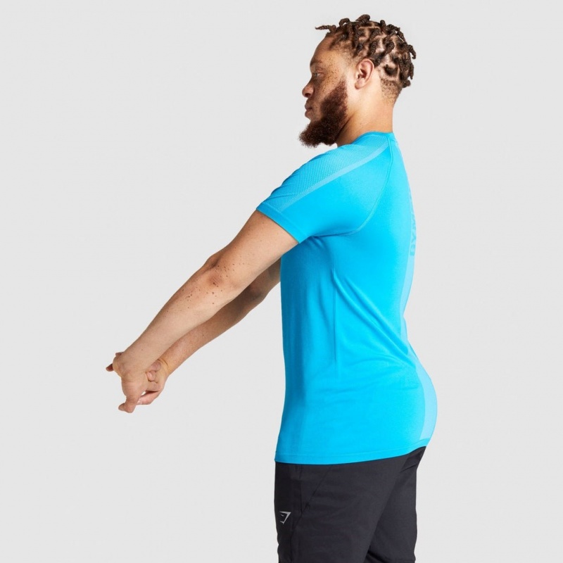 Camiseta Gymshark Aspect Ligeros Seamless Azules | 80RGOJFTX