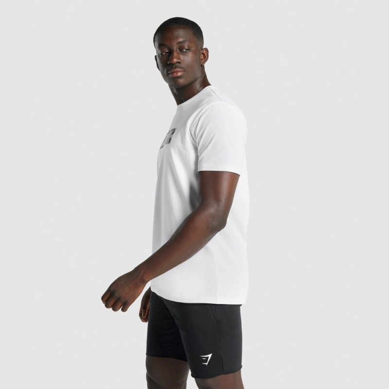Camiseta Gymshark Block Infill Blancas | 54JWPTHEO